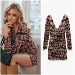 Zara Draped Ruched Tulle Mini Dress